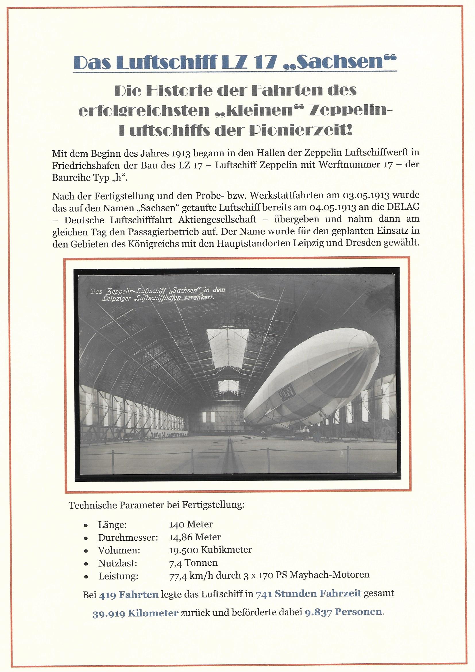 Titelblatt meines Exponats zum Luftschiff LZ 17 "Sachsen"